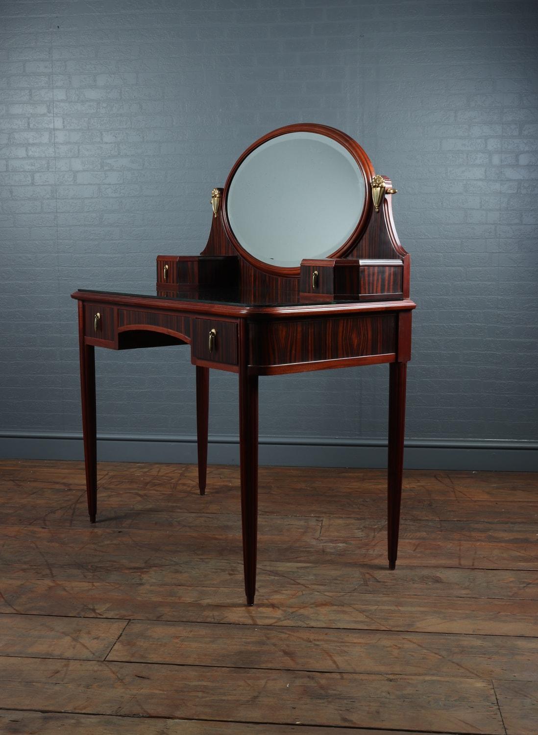French Art Deco Macassar Ebony and Oak Dressing Table with Gilt Bronze Mounts For Sale 7