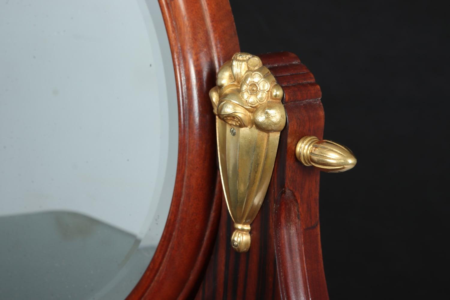 French Art Deco Macassar Ebony and Oak Dressing Table with Gilt Bronze Mounts For Sale 4