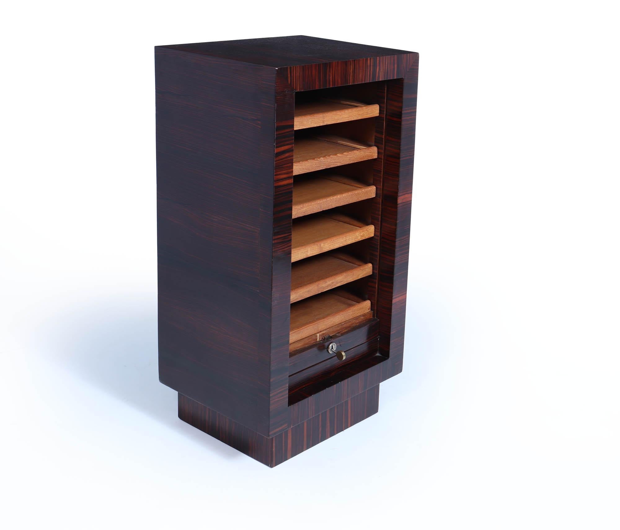 Early 20th Century French Art Deco Macassar Ebony Filing Cabinet