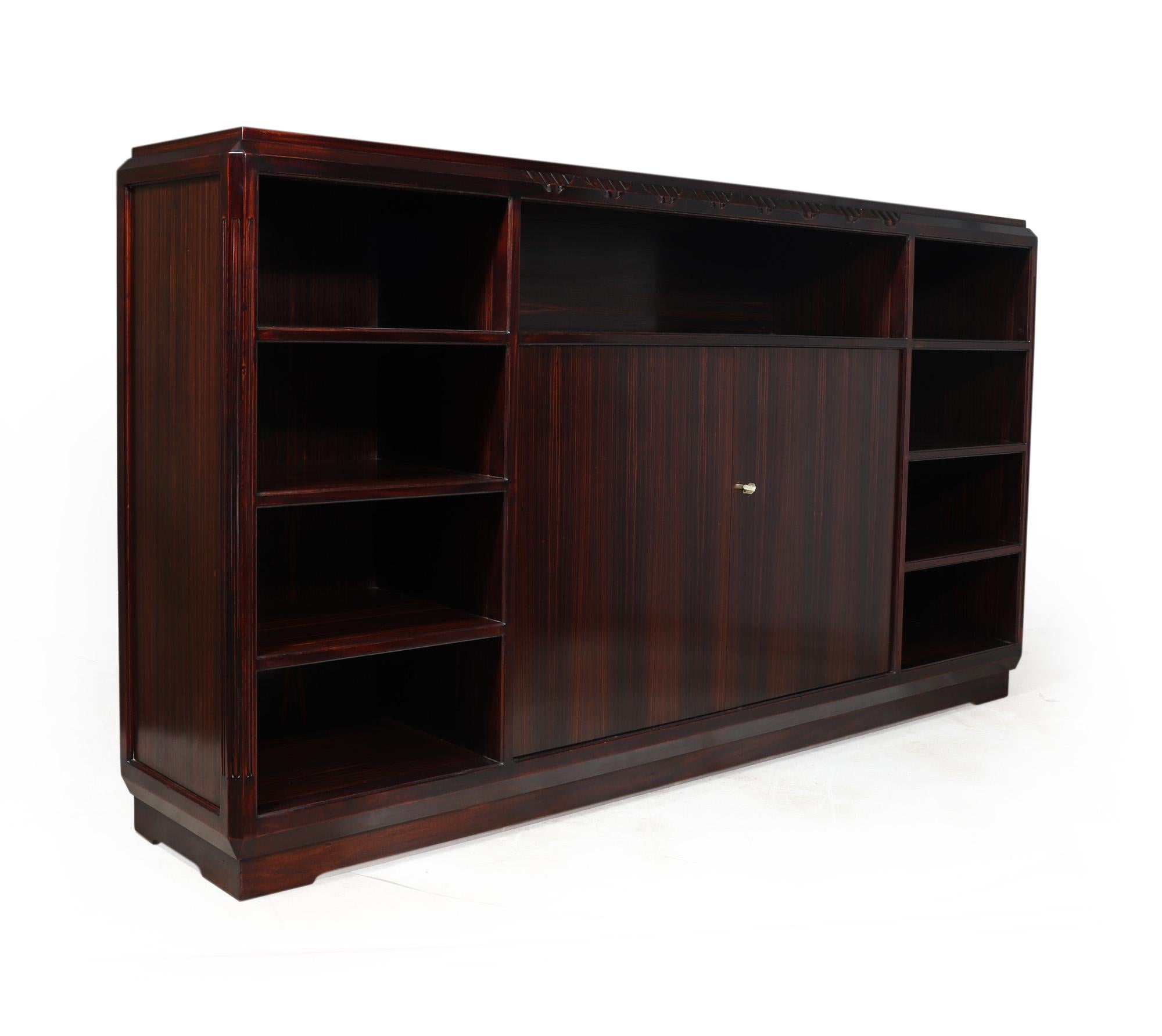 French Art Deco Macassar Ebony Library Bookcase by Louis Majorelle In Excellent Condition In Paddock Wood Tonbridge, GB
