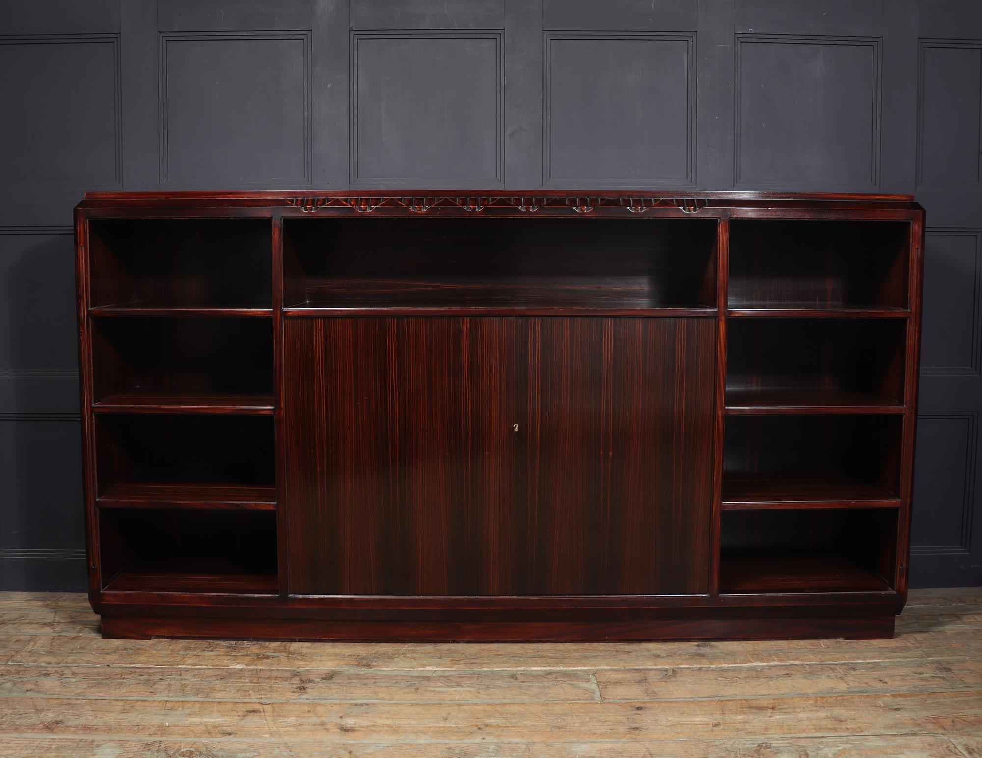 Early 20th Century French Art Deco Macassar Ebony Library Bookcase by Louis Majorelle