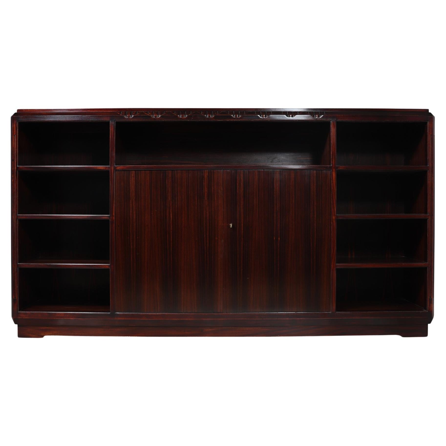 French Art Deco Macassar Ebony Library Bookcase by Louis Majorelle