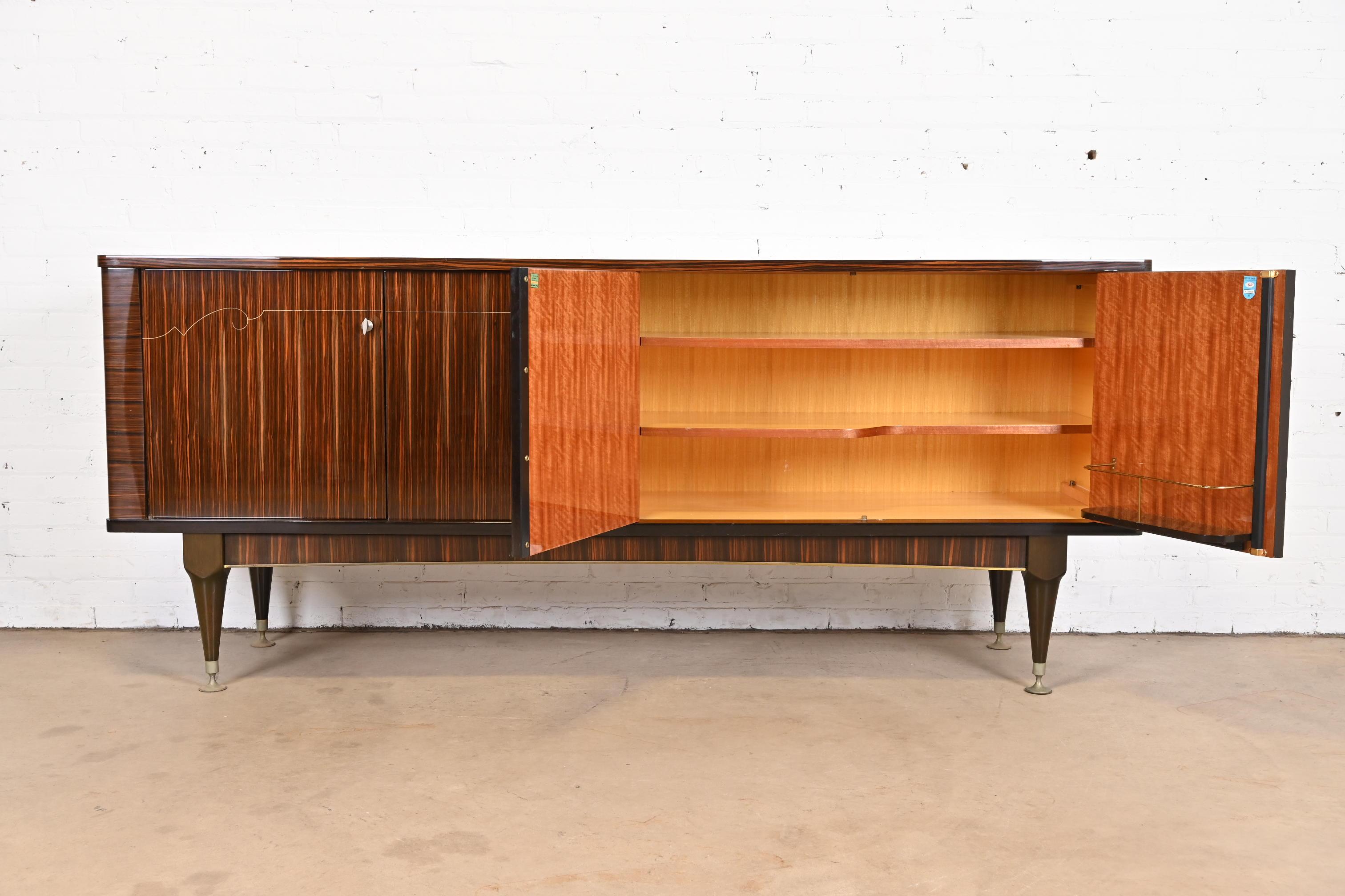 French Art Deco Macassar Ebony Sideboard or Bar Cabinet by N.F. Ameublement 4