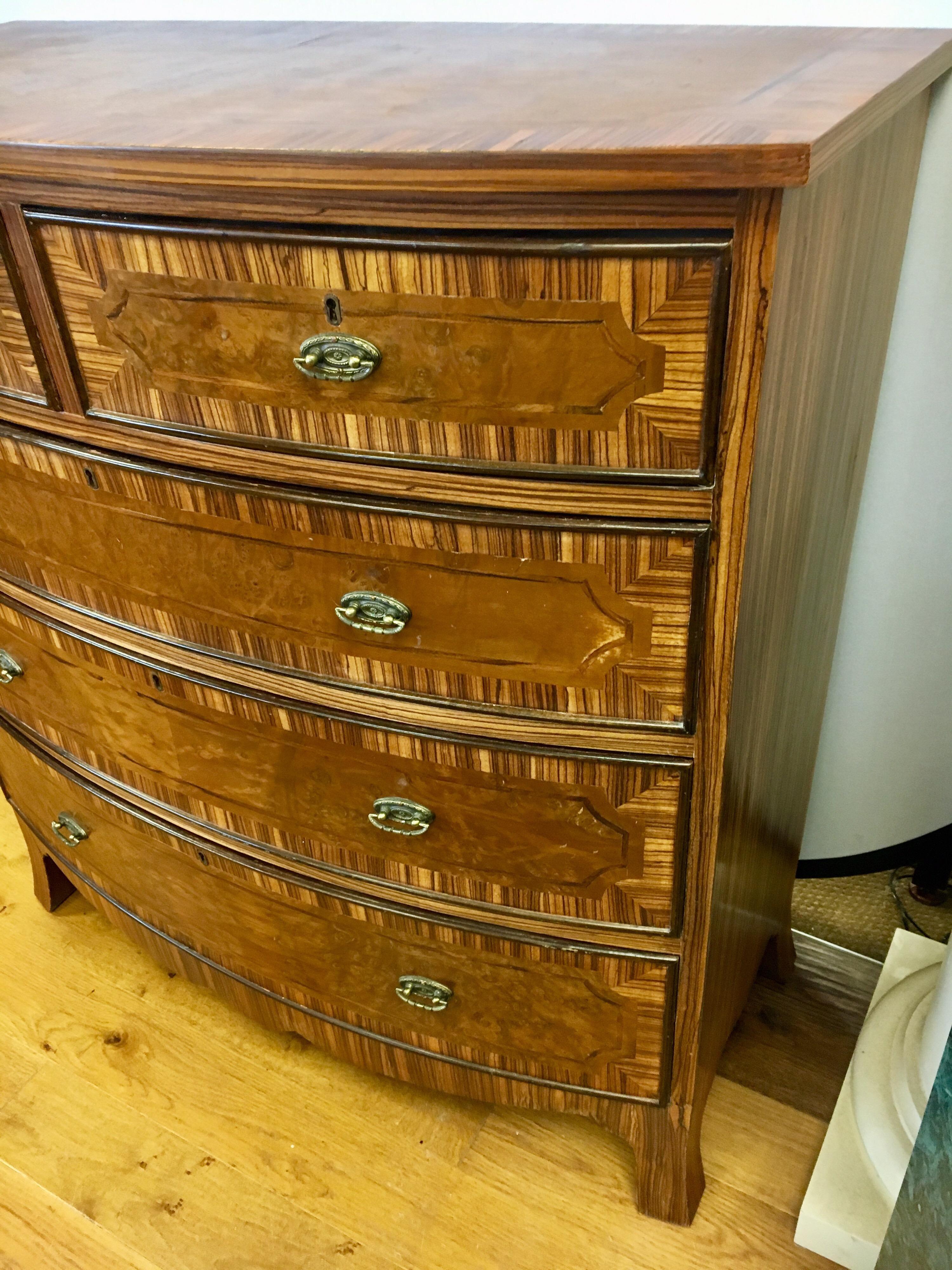 Early 20th Century French Art Deco Macassar Ebony Wood Tall Chest Dresser