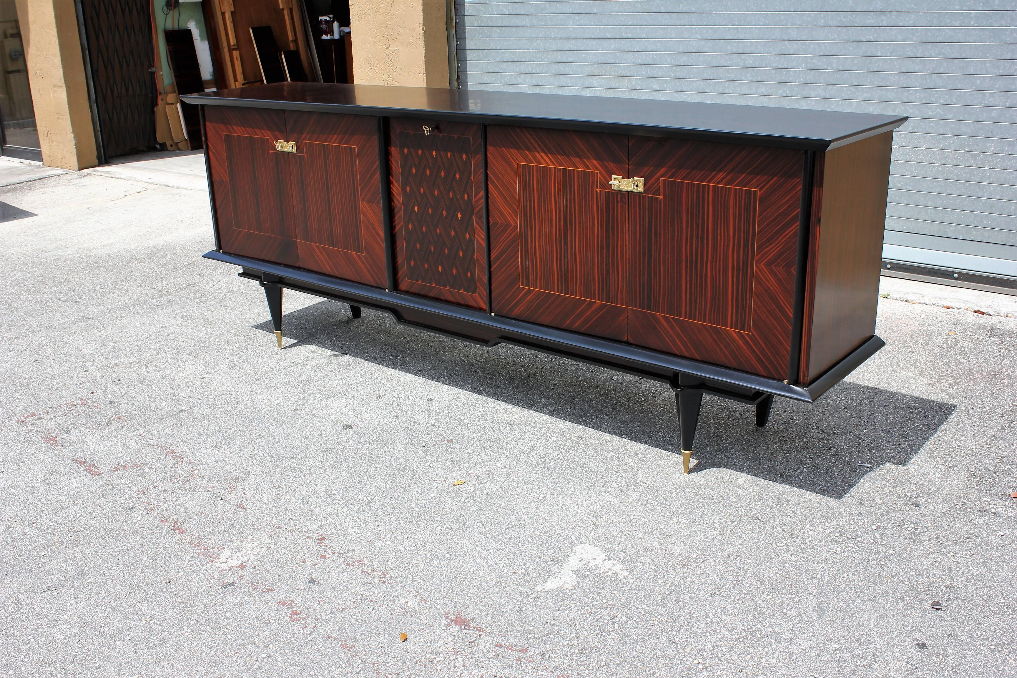 French Art Deco Macassar Sideboard or Buffet with Diamond Centre Inlay, 1940s 2