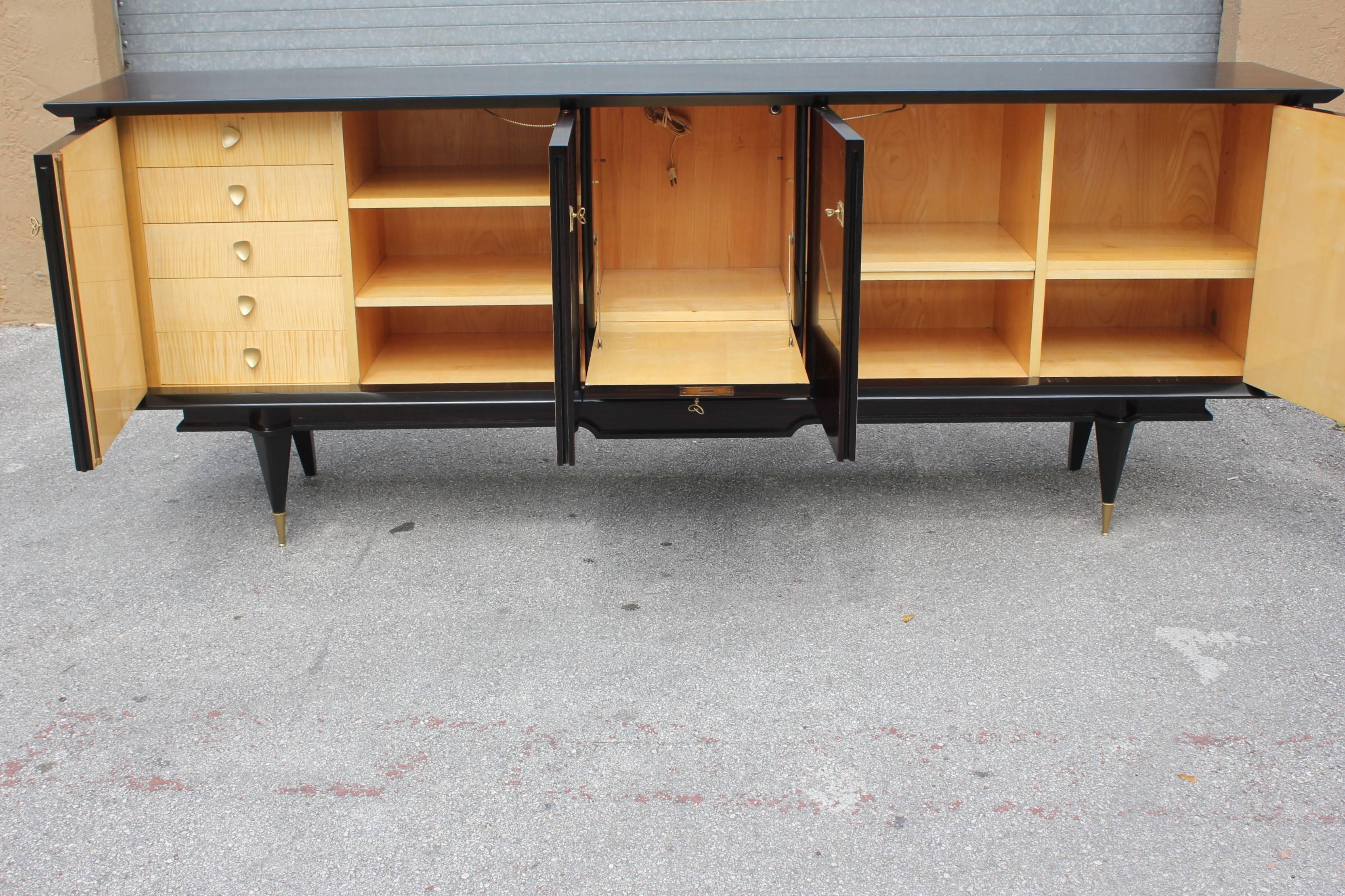 French Art Deco Macassar Sideboard or Buffet with Diamond Centre Inlay, 1940s 3