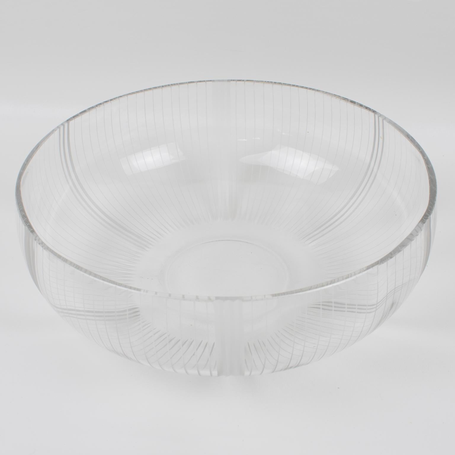 French Art Deco Macassar Wood and Crystal Centerpiece Bowl For Sale 9