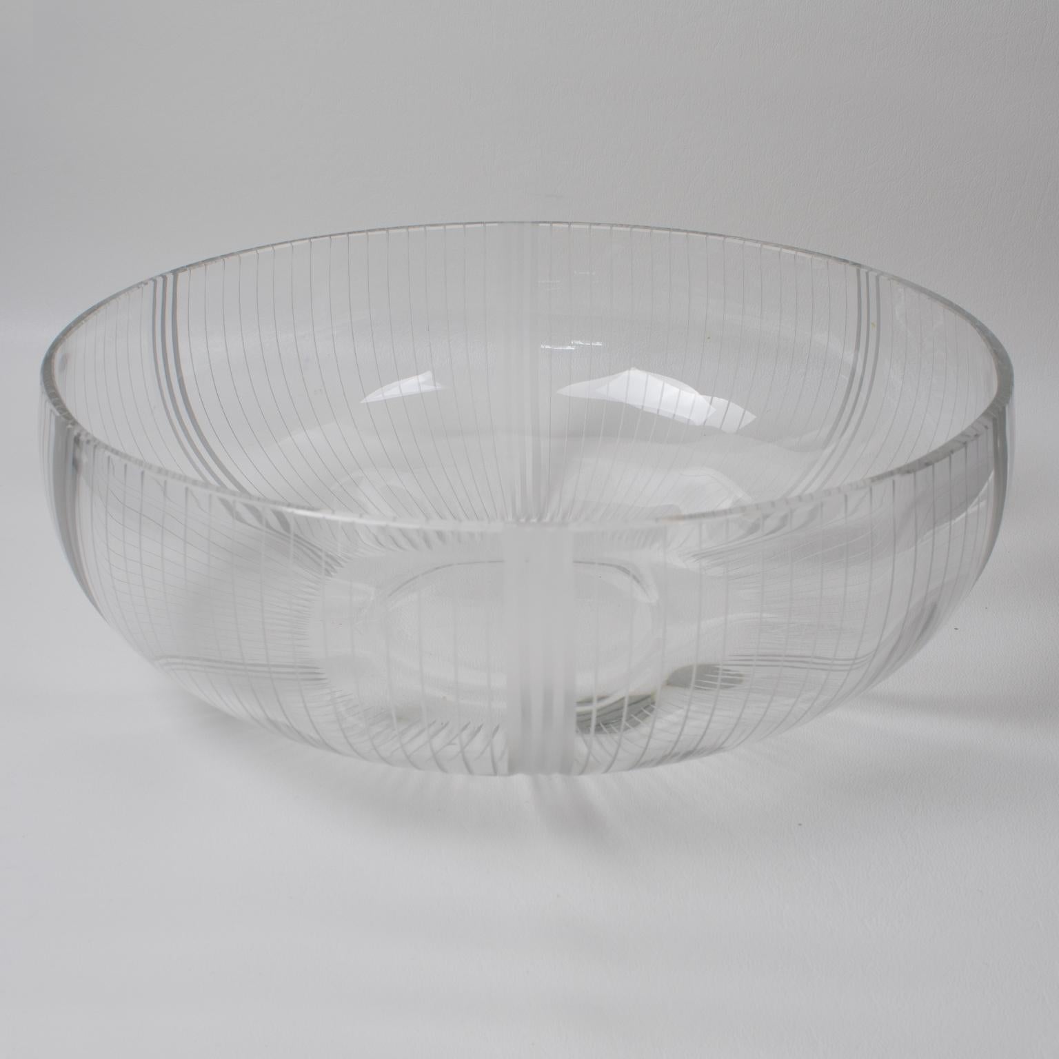 French Art Deco Macassar Wood and Crystal Centerpiece Bowl For Sale 10