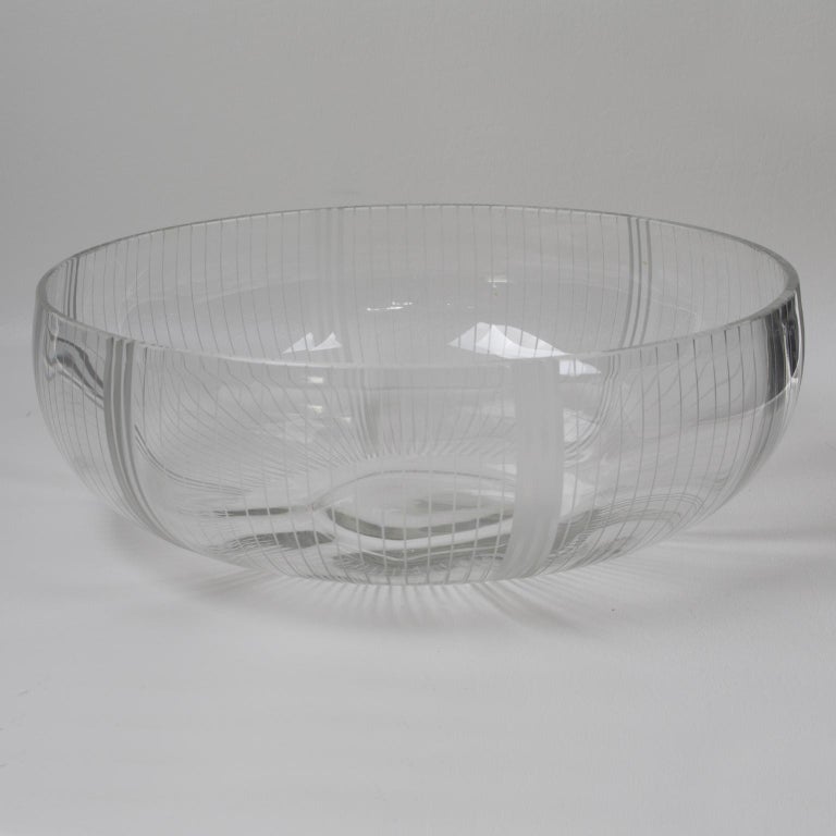 French Art Deco Macassar Wood and Crystal Centerpiece Bowl For Sale 12