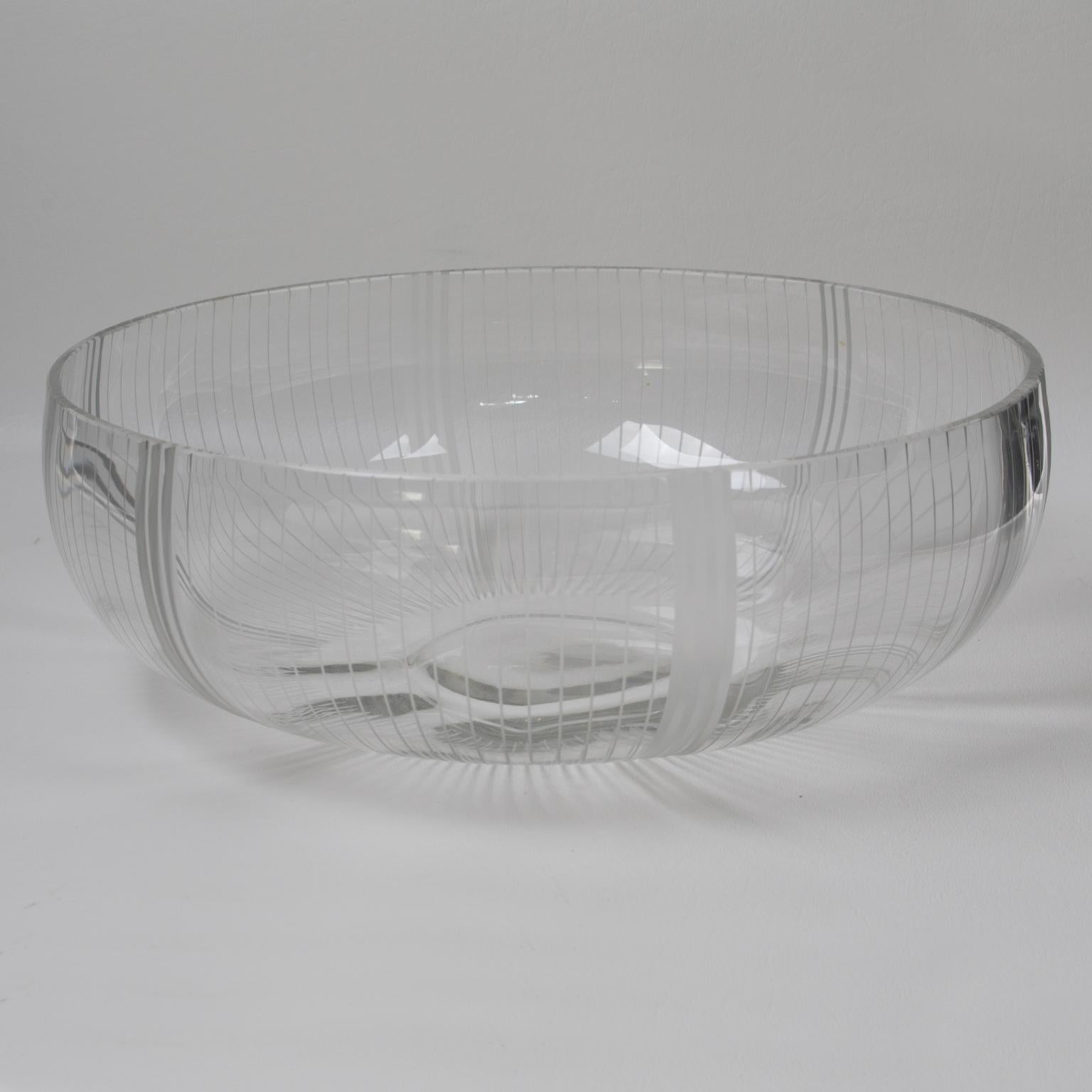 French Art Deco Macassar Wood and Crystal Centerpiece Bowl For Sale 12