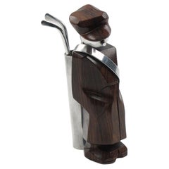 French Art Deco Macassar Wood and Metal Golf Caddie Cocktail Picks