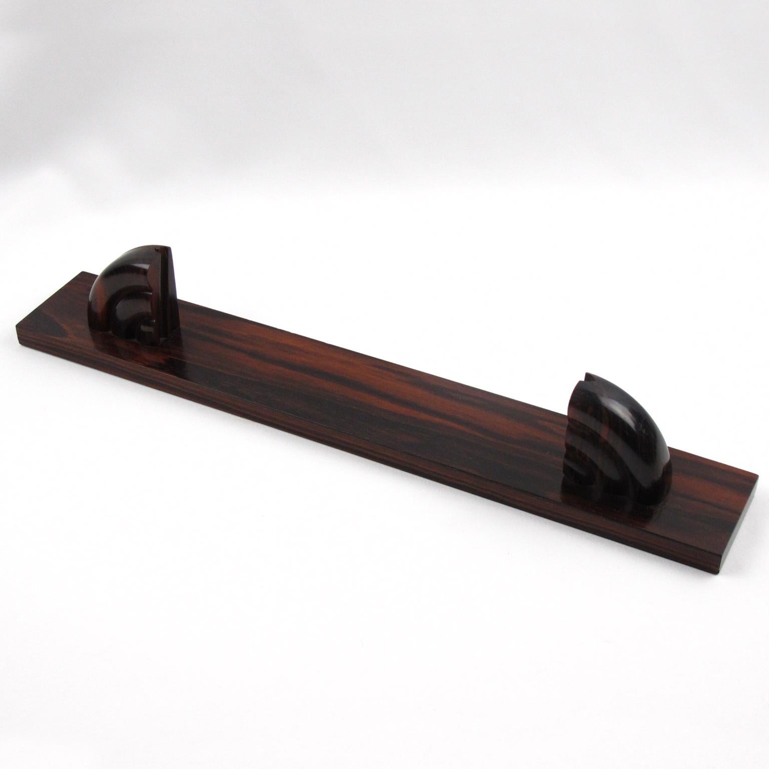 Glass French Art Deco Macassar Wood Picture Frame, circa 1930 For Sale