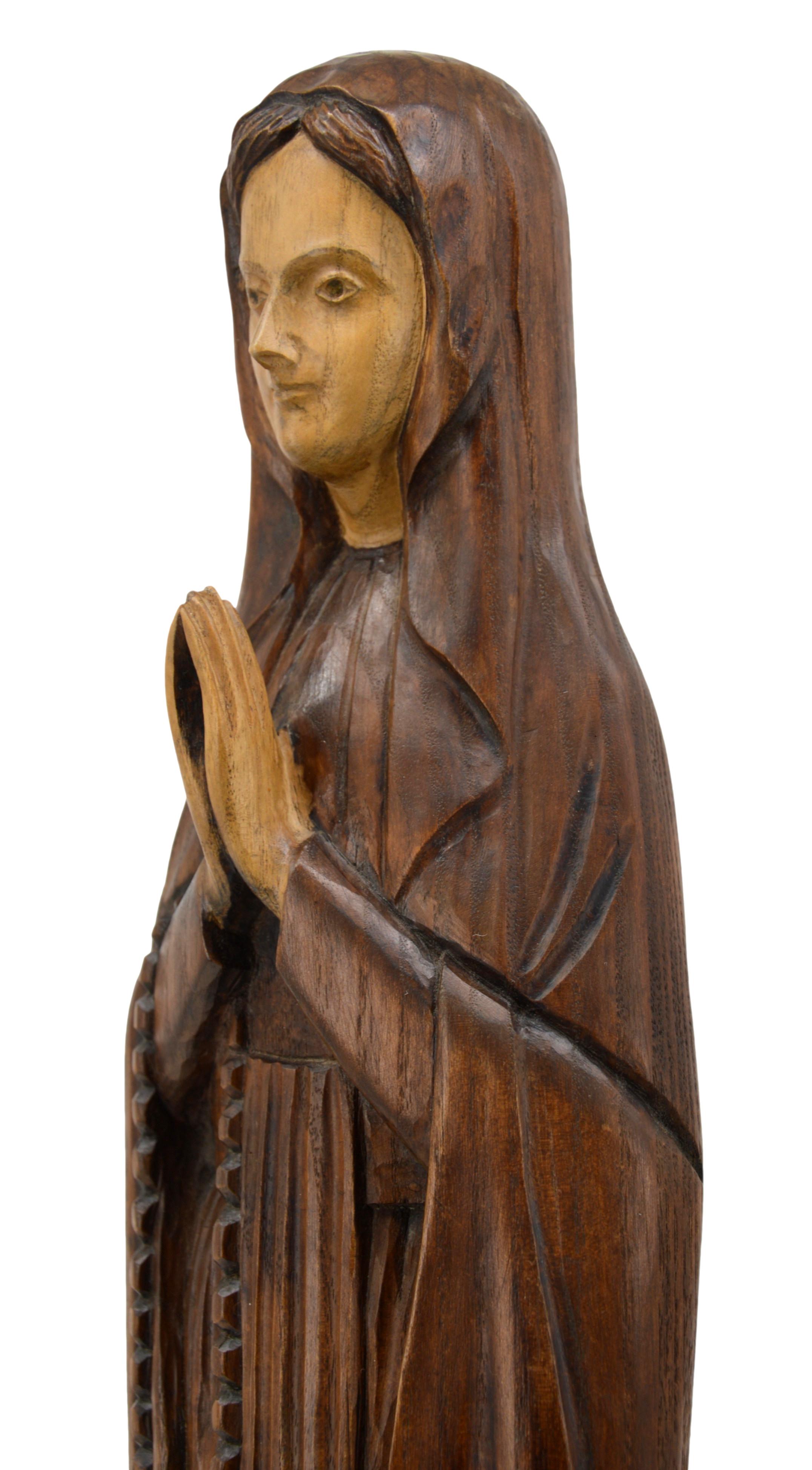 French Art Deco Madonna Holy Virgen Sculpture, 1920s For Sale 3