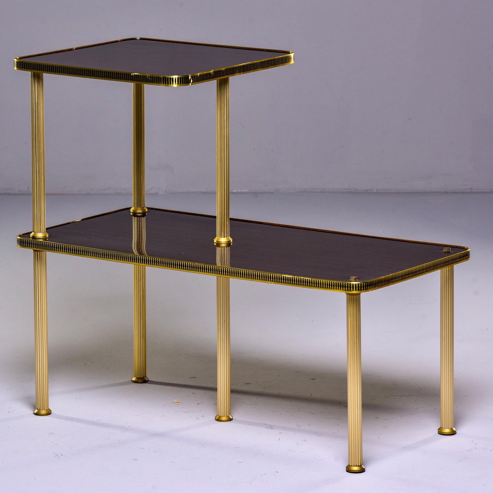 Veneer French Art Deco Mahogany and Brass Guéridon Side Table