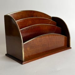 Portalettere francese Art Déco in mogano e ottone, anni '20