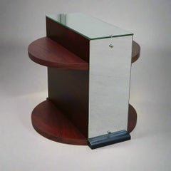 French Art Deco Mahogany and Mirror Side Table, France, ca. 1930