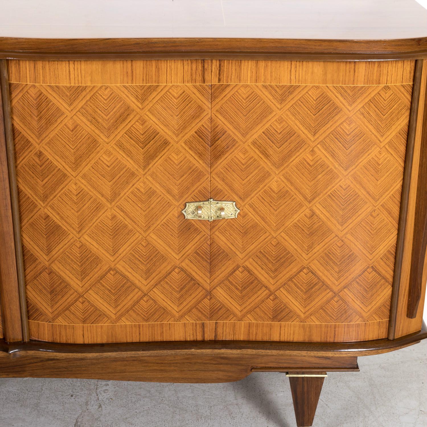 Buffet ou enfilade Art Déco français en acajou et parqueterie de palissandre en vente 3