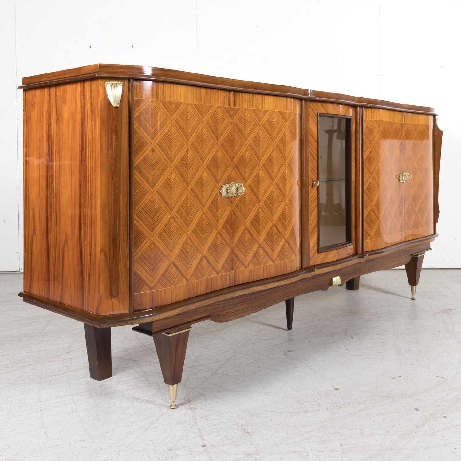 Französisches Art-déco-Buffet- oder Sideboard aus Mahagoni und Palisander-Parkett (Parkettarbeit) im Angebot