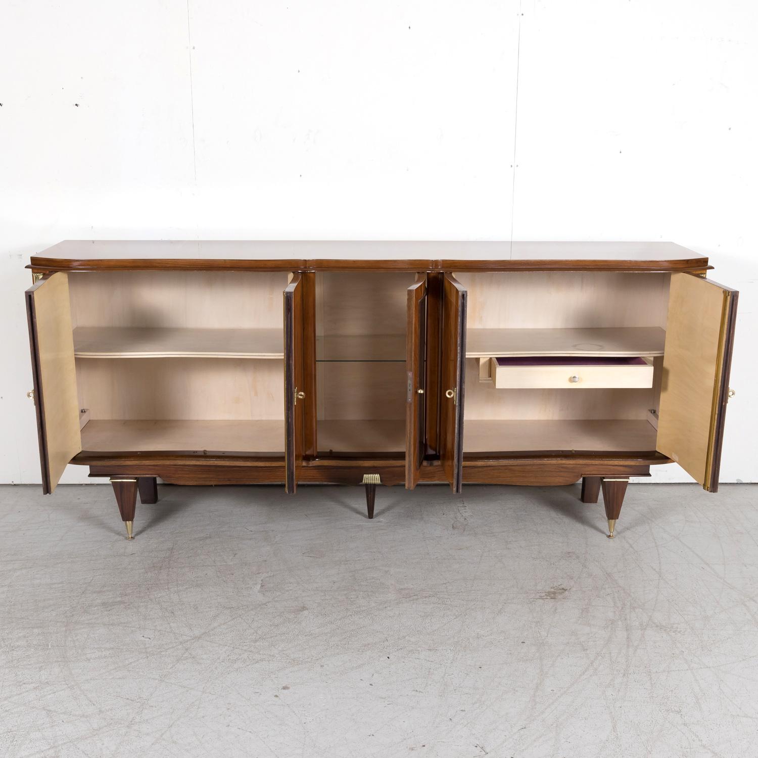 Bronze French Art Deco Mahogany and Palisander Parquetry Buffet or Sideboard For Sale