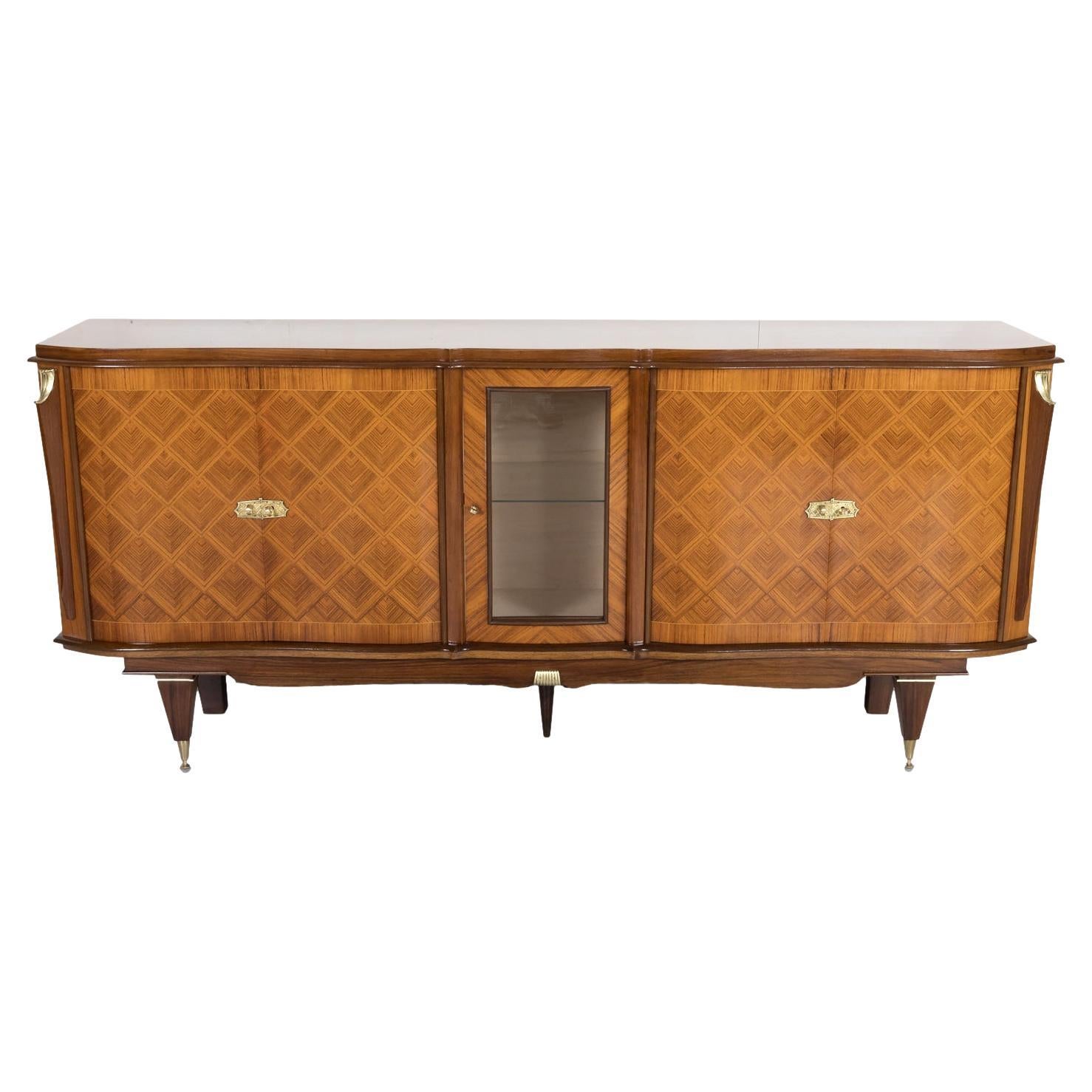 French Art Deco Mahogany and Palisander Parquetry Buffet or Sideboard