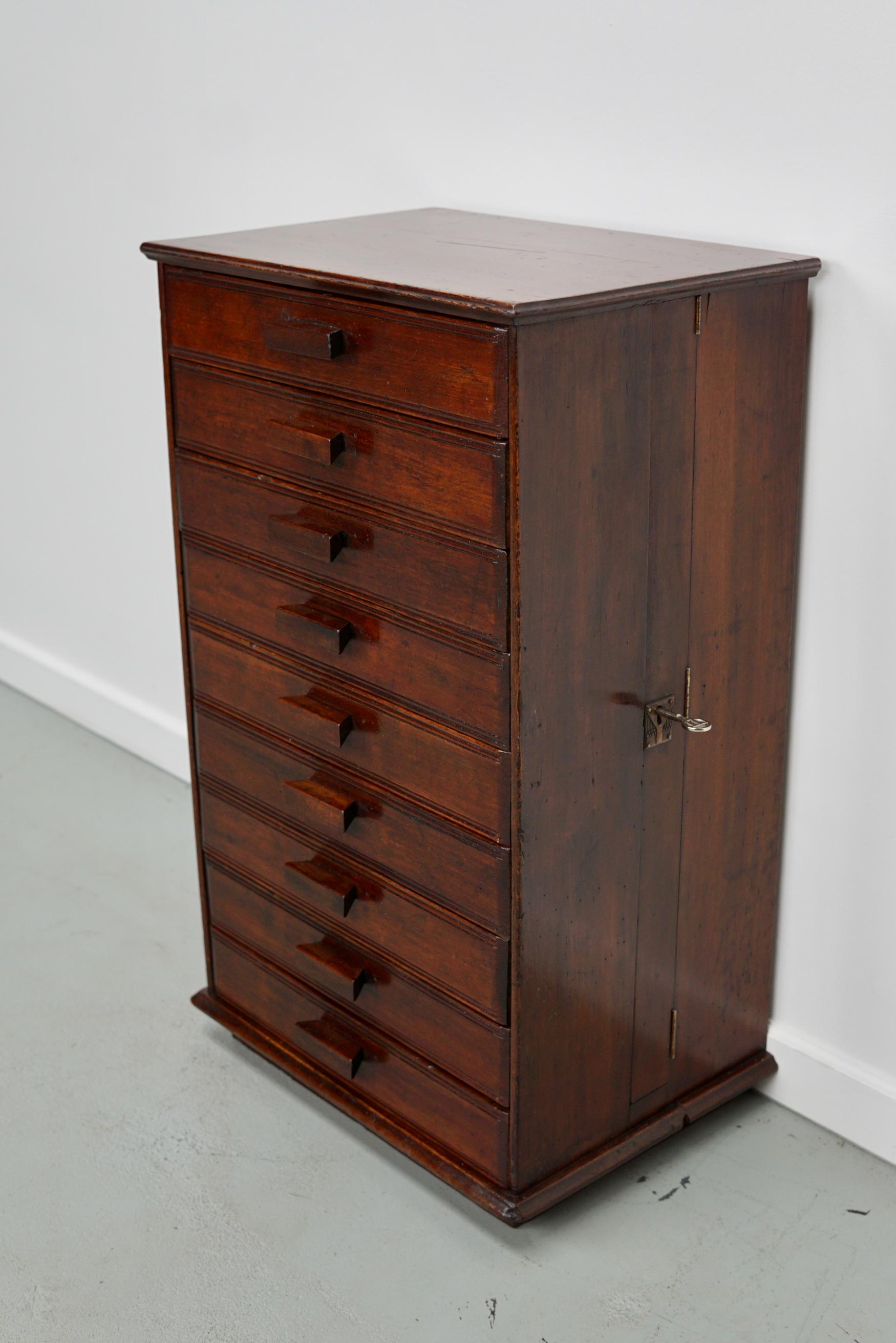 French Art Deco Mahogany Apothecary / Filing Cabinet, ca 1920 In Good Condition For Sale In Nijmegen, NL