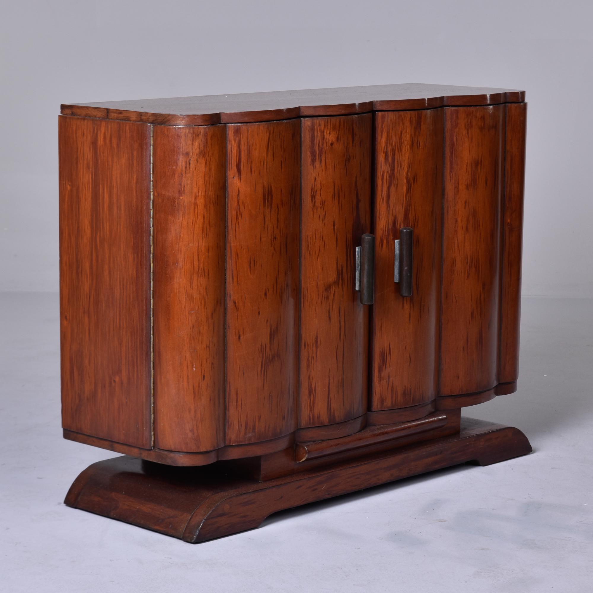 French Art Deco Mahogany Bar Cabinet with Curved Doors and Pedestal Base 9