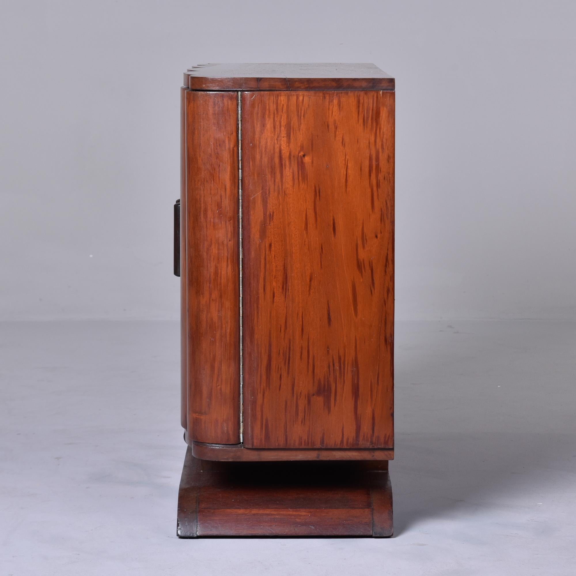 French Art Deco Mahogany Bar Cabinet with Curved Doors and Pedestal Base 4