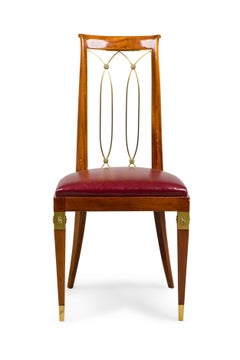 French Art-Deco Mahogany Brass Open Back Side Chair