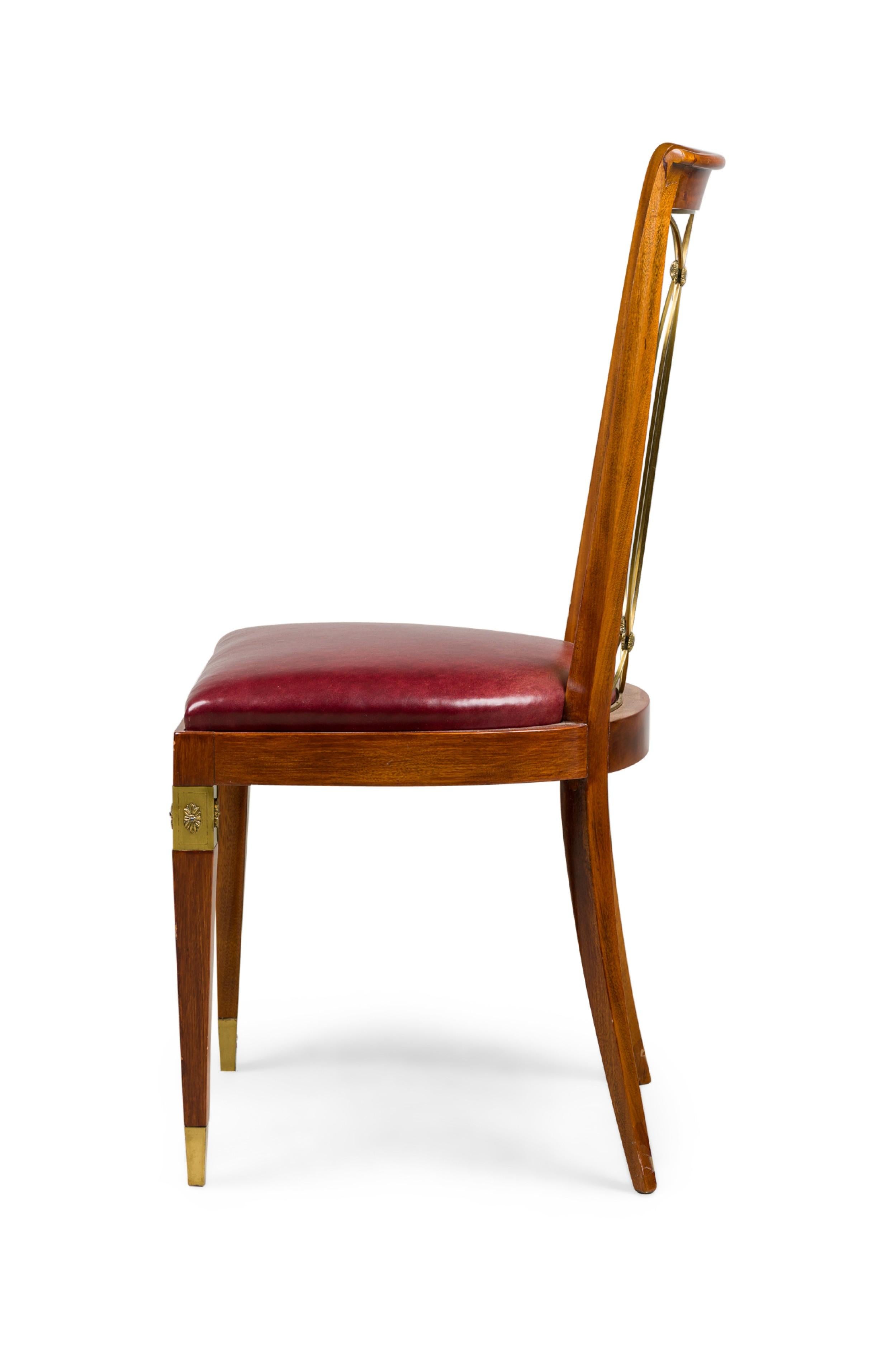 Art Déco Sedia con schienale aperto francese Art-Deco in mogano e ottone in vendita