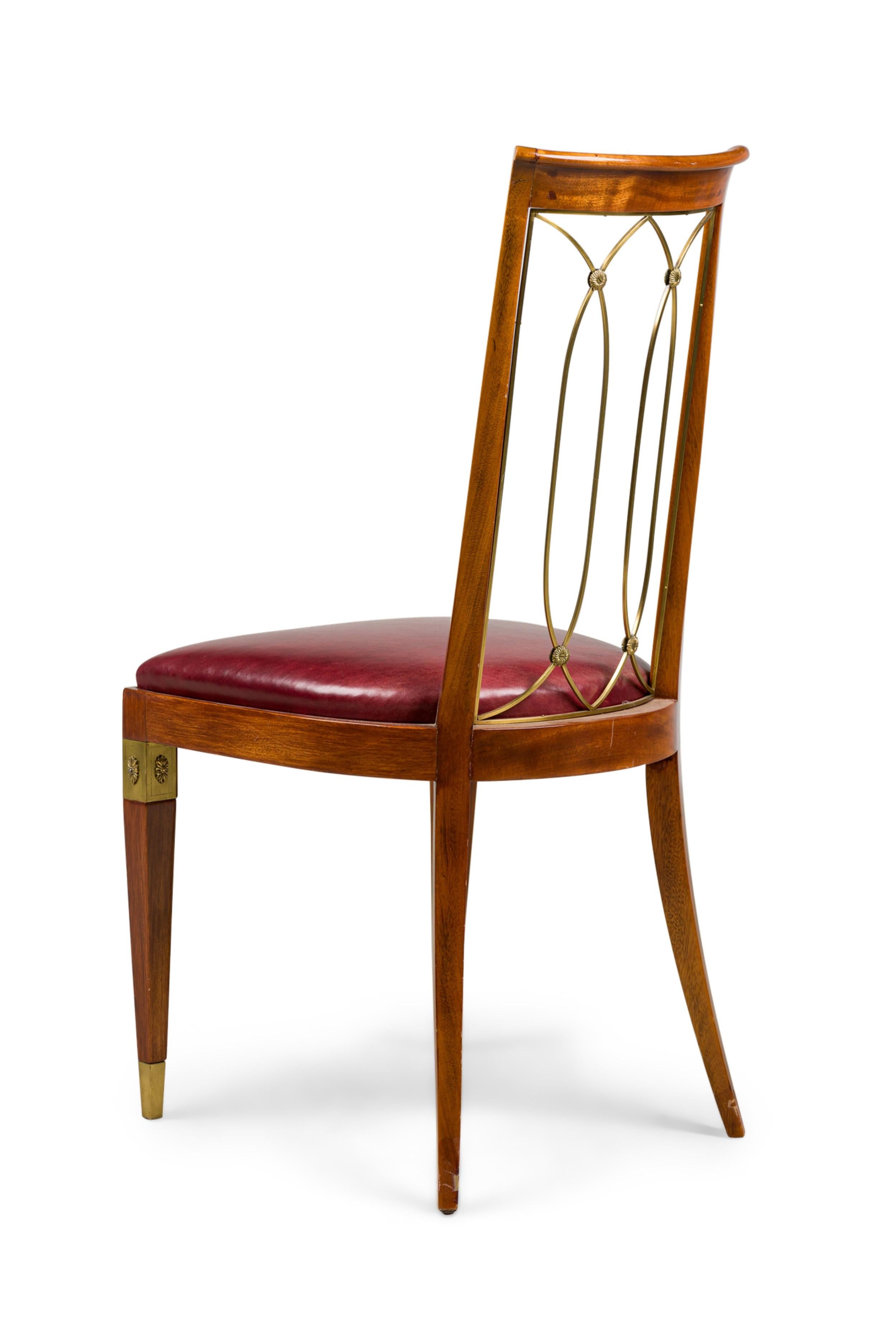 Francese Sedia con schienale aperto francese Art-Deco in mogano e ottone in vendita