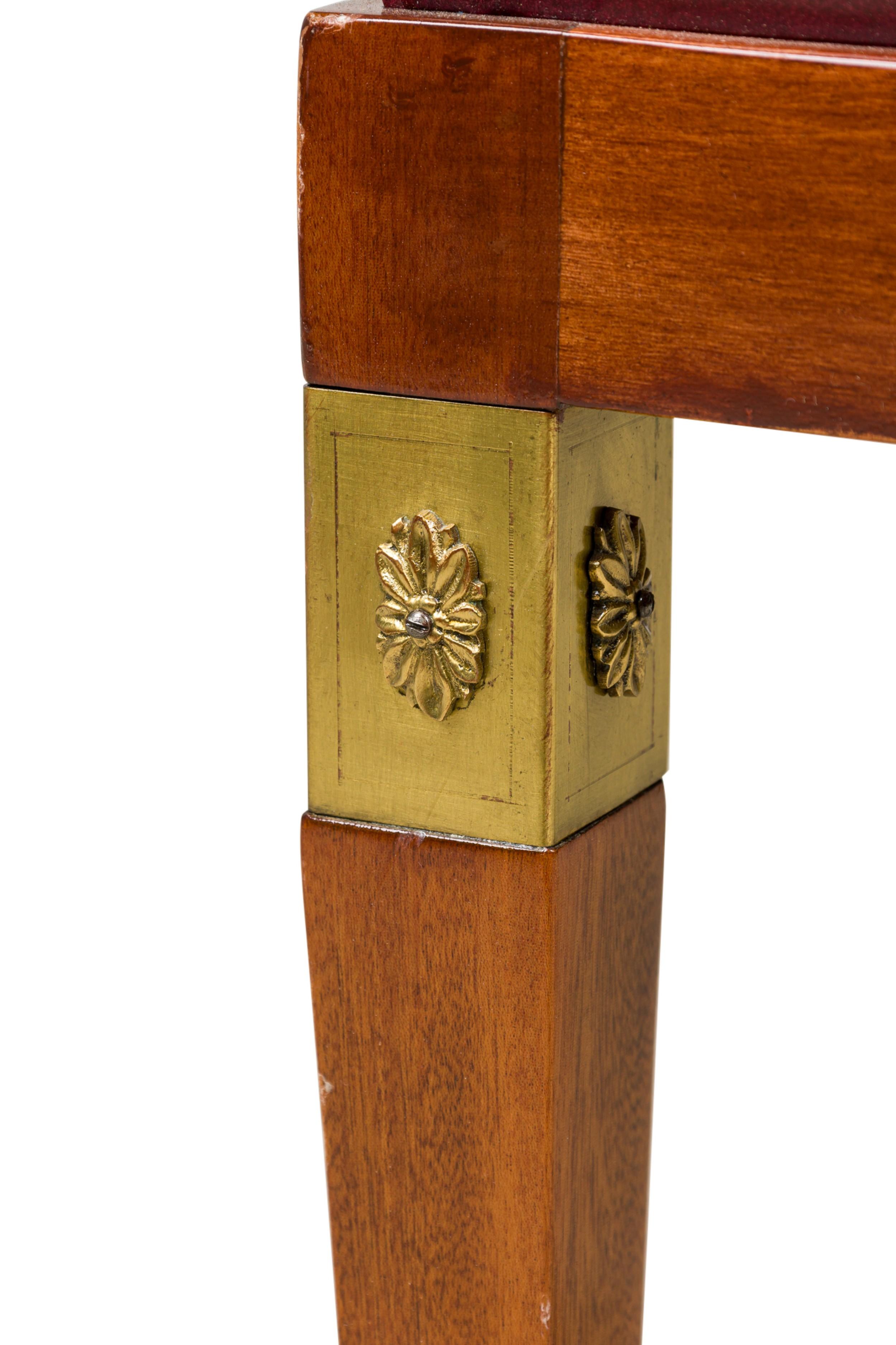 Sedia con schienale aperto francese Art-Deco in mogano e ottone in vendita 1