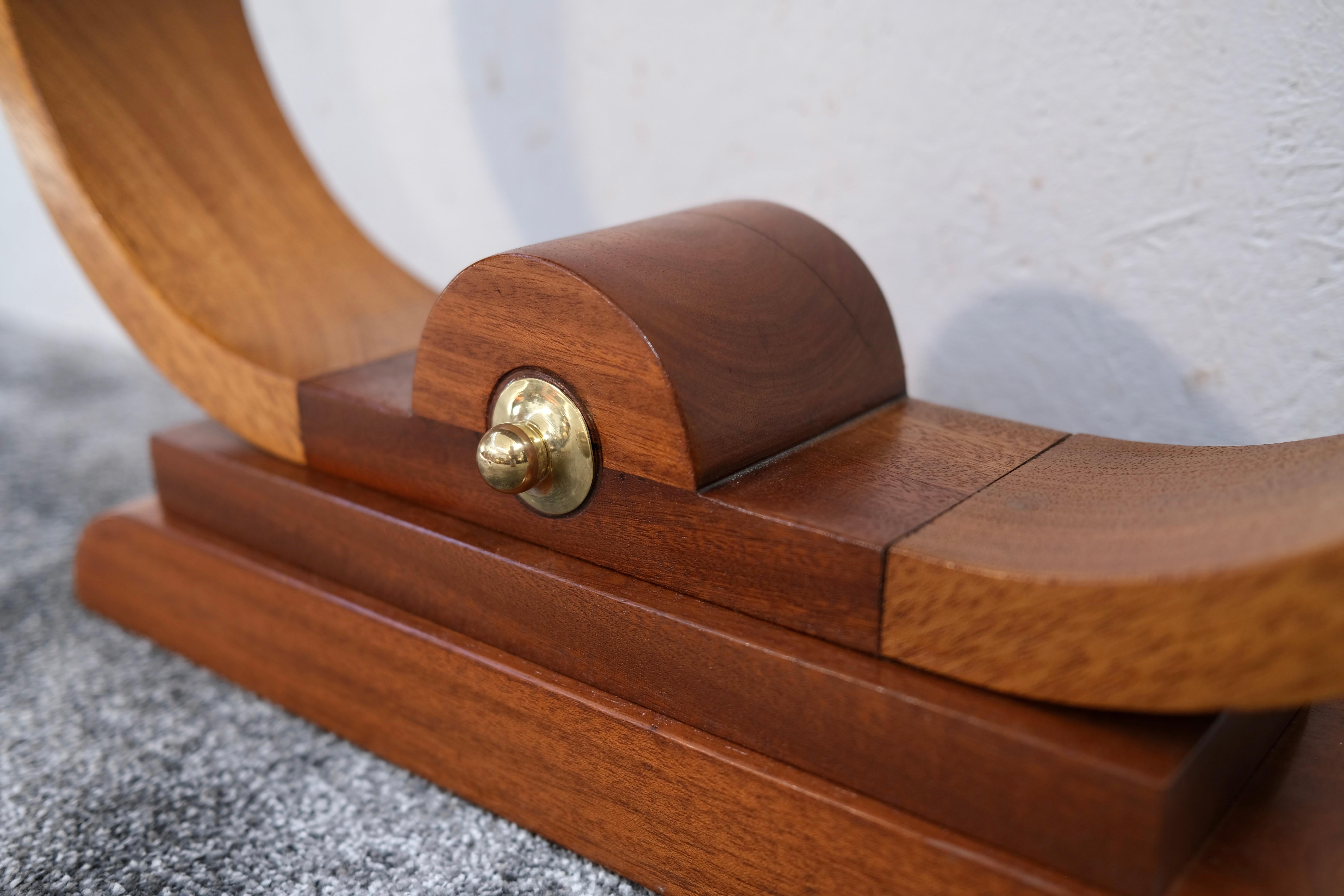 French Art Deco Mahogany Console Table with U-shaped Base and Satin Finish For Sale 2