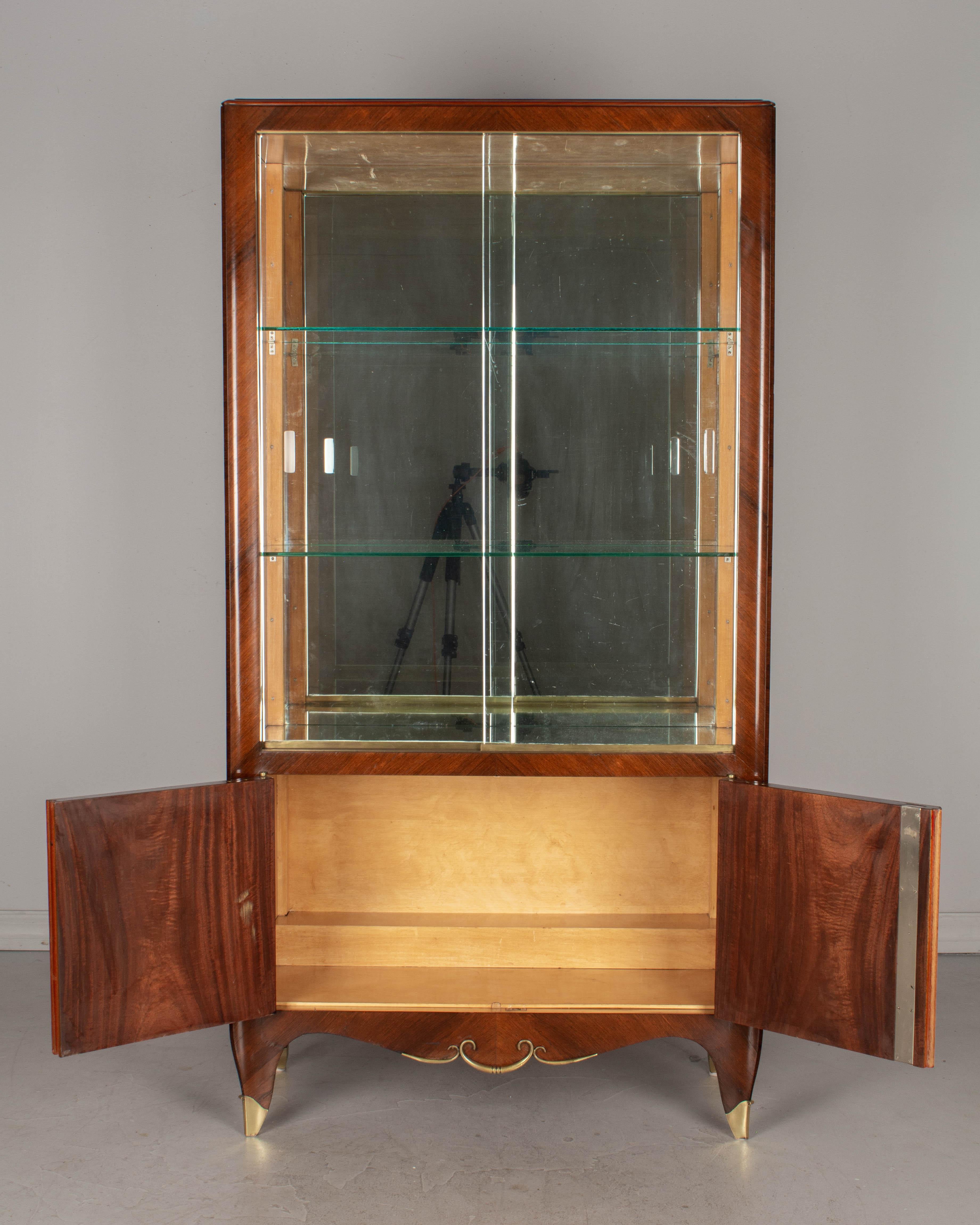 20th Century French Art Deco Mahogany Marquetry Display Cabinet