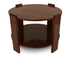 French Art Deco Round Mahogany Coffee Table