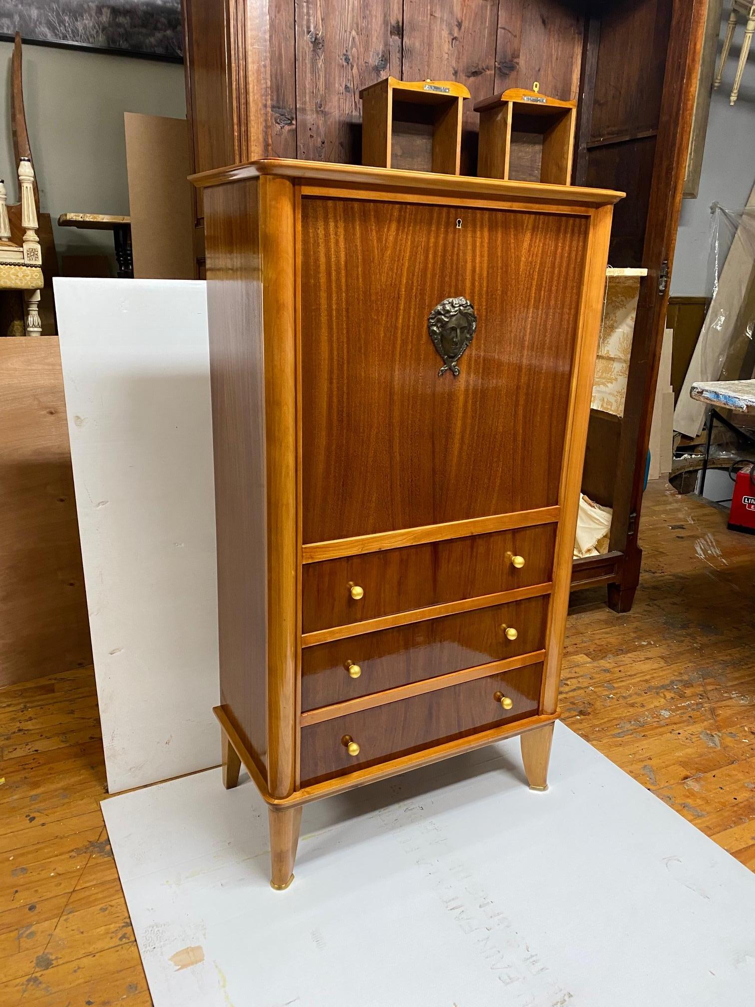 French Art Deco Mahogany Secretary Cabinet by André Arbus and Vadim Androusssov In Good Condition For Sale In Montreal, QC