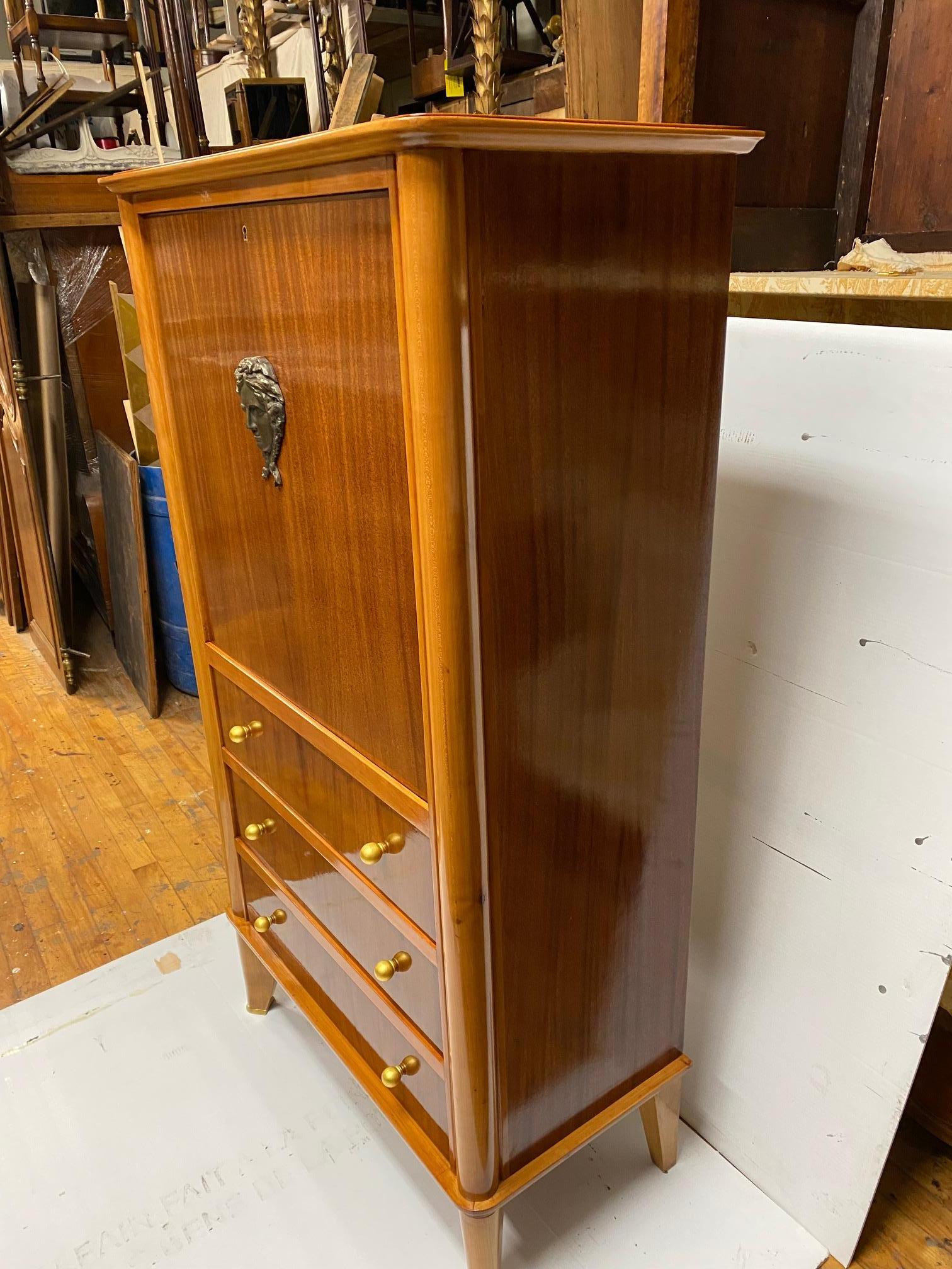 French Art Deco Mahogany Secretary Cabinet by André Arbus and Vadim Androusssov For Sale 1