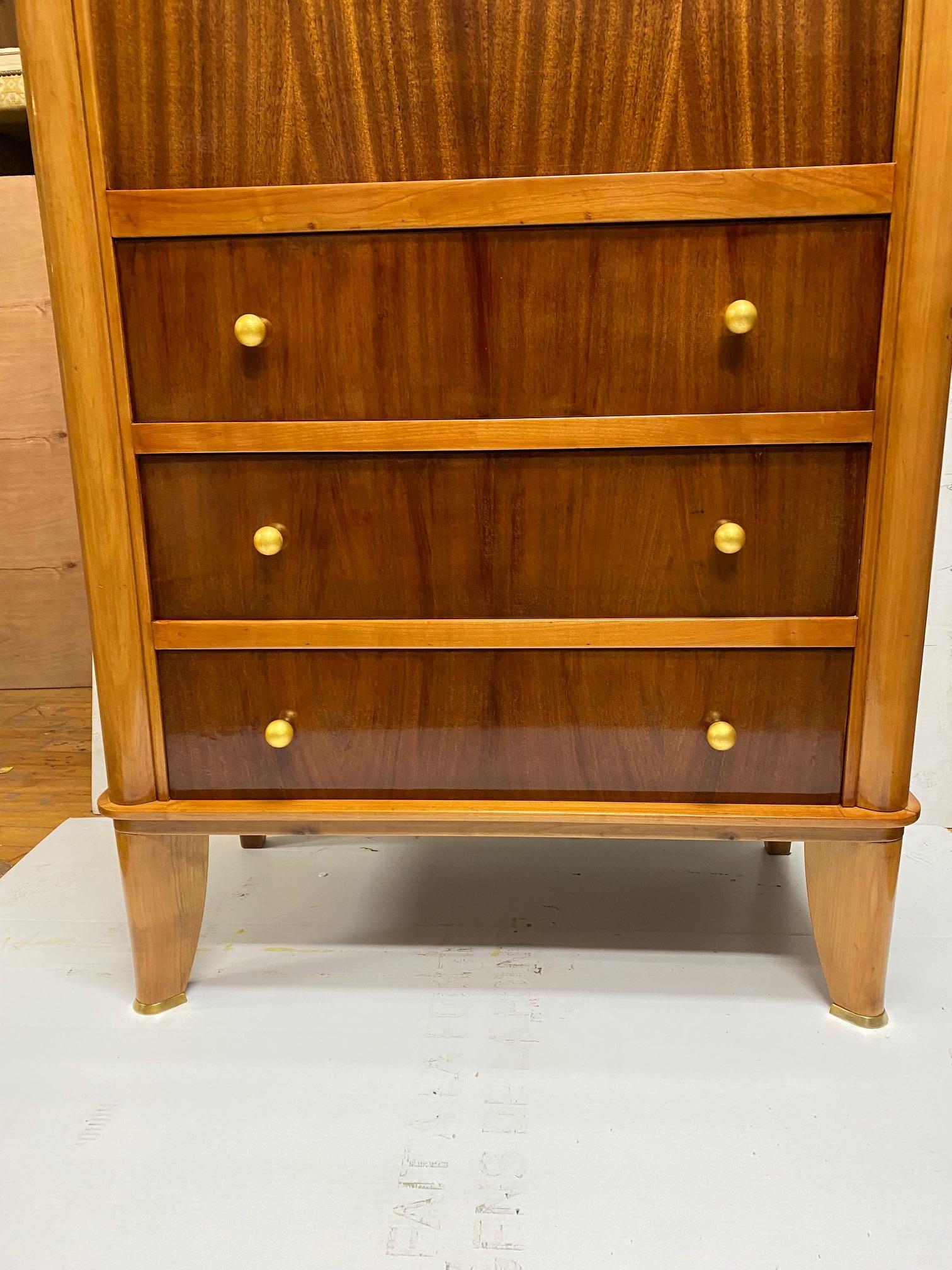 French Art Deco Mahogany Secretary Cabinet by André Arbus and Vadim Androusssov For Sale 3