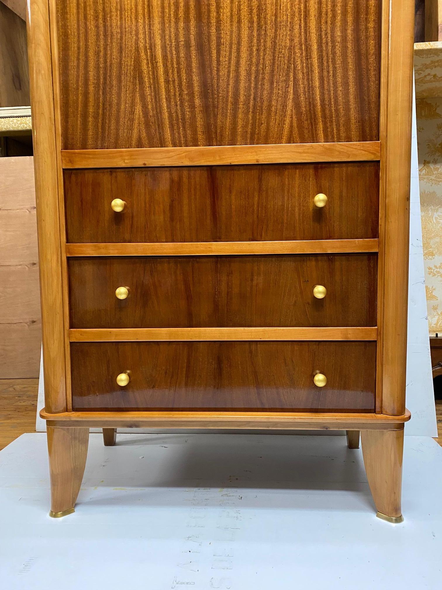 French Art Deco Mahogany Secretary Cabinet by André Arbus and Vadim Androusssov For Sale 4