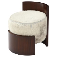 French Art Deco Mahogany Stool with Back