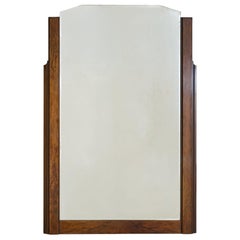 French Art Deco Mahogany Wall Mirror, 1930s
