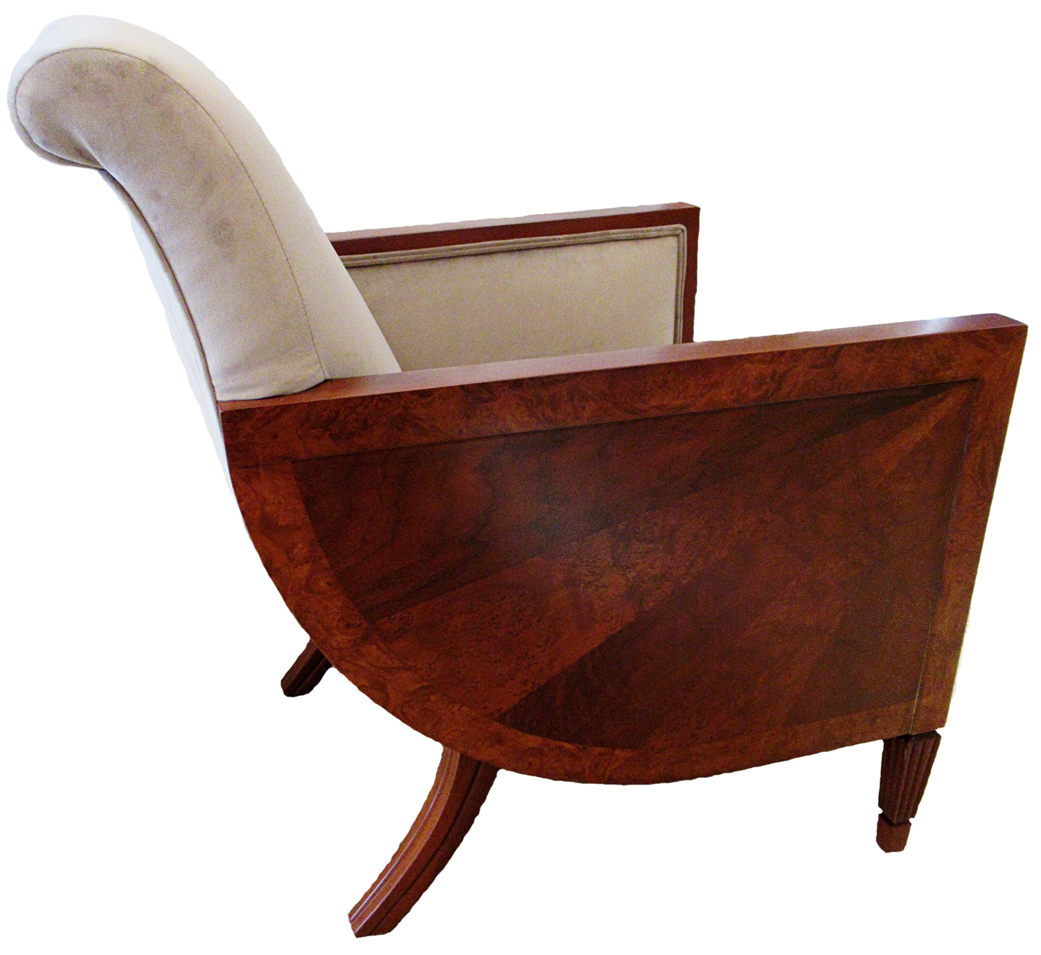 French Art Deco Mahogany, Walnut and Rosewood Bergère, Dominique In Excellent Condition In Hollywood, FL