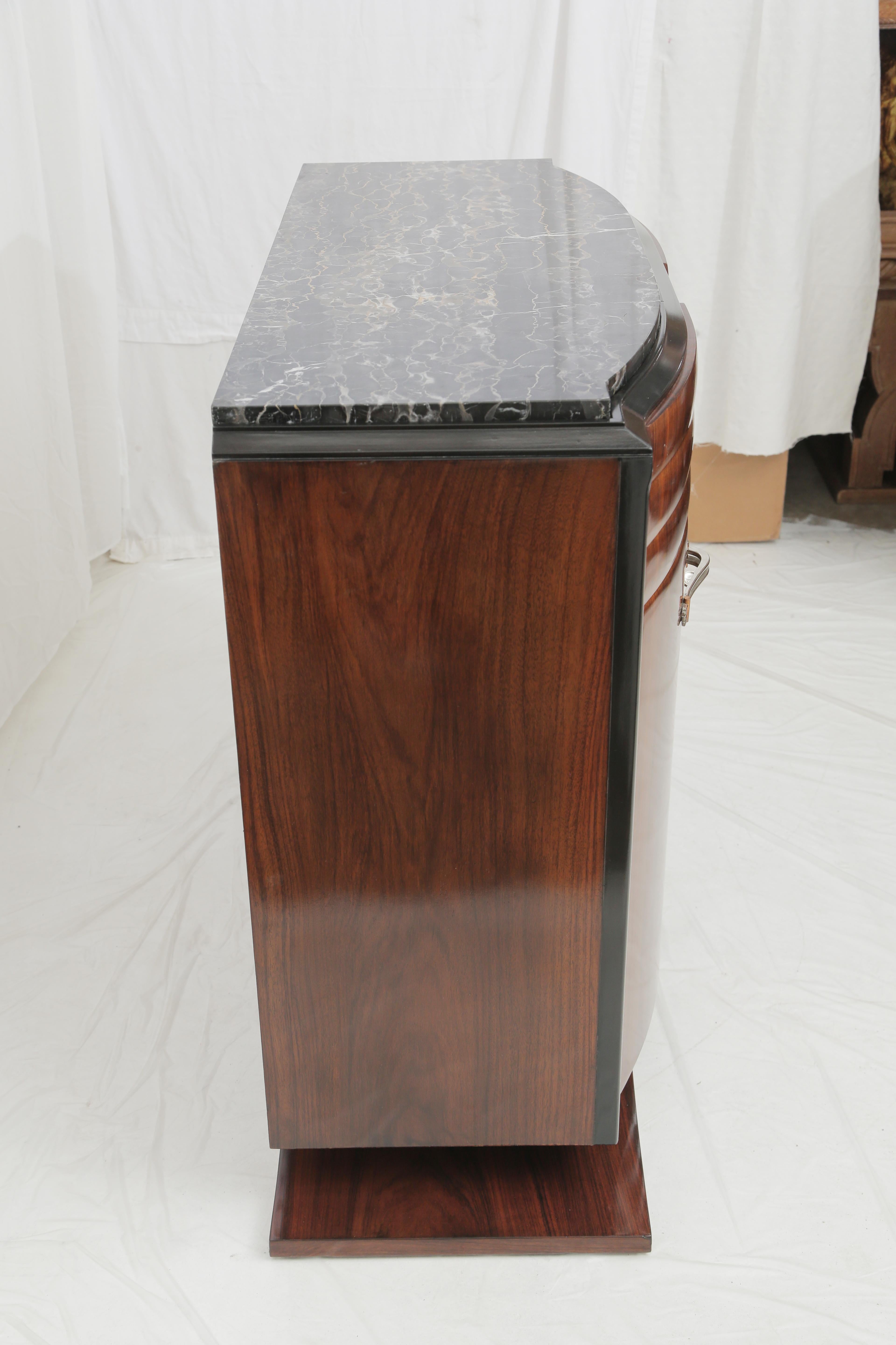 French Art Deco Mahogany with Black & Gold Marble Top Small Cabinet, circa 1940 6