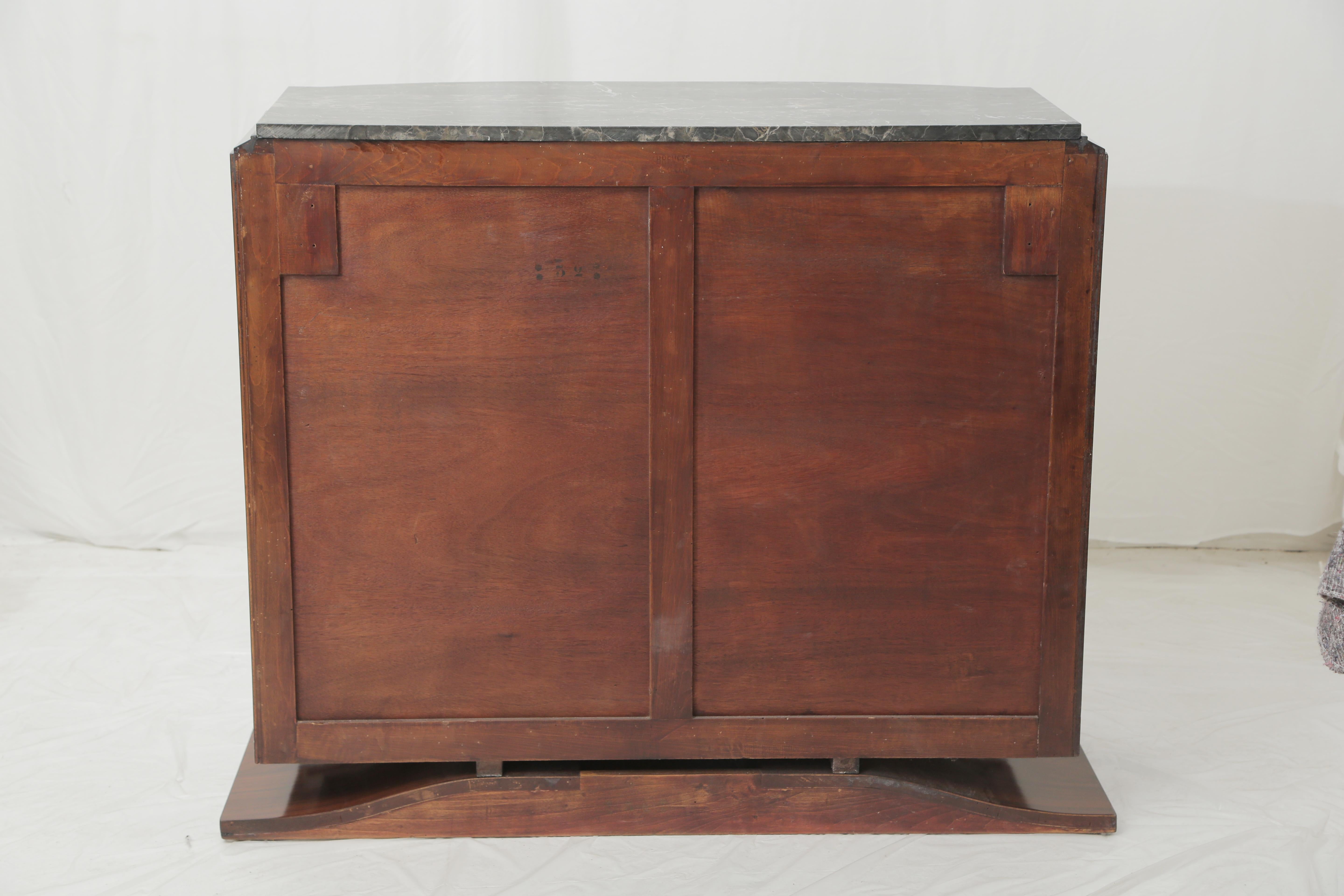 French Art Deco Mahogany with Black & Gold Marble Top Small Cabinet, circa 1940 9