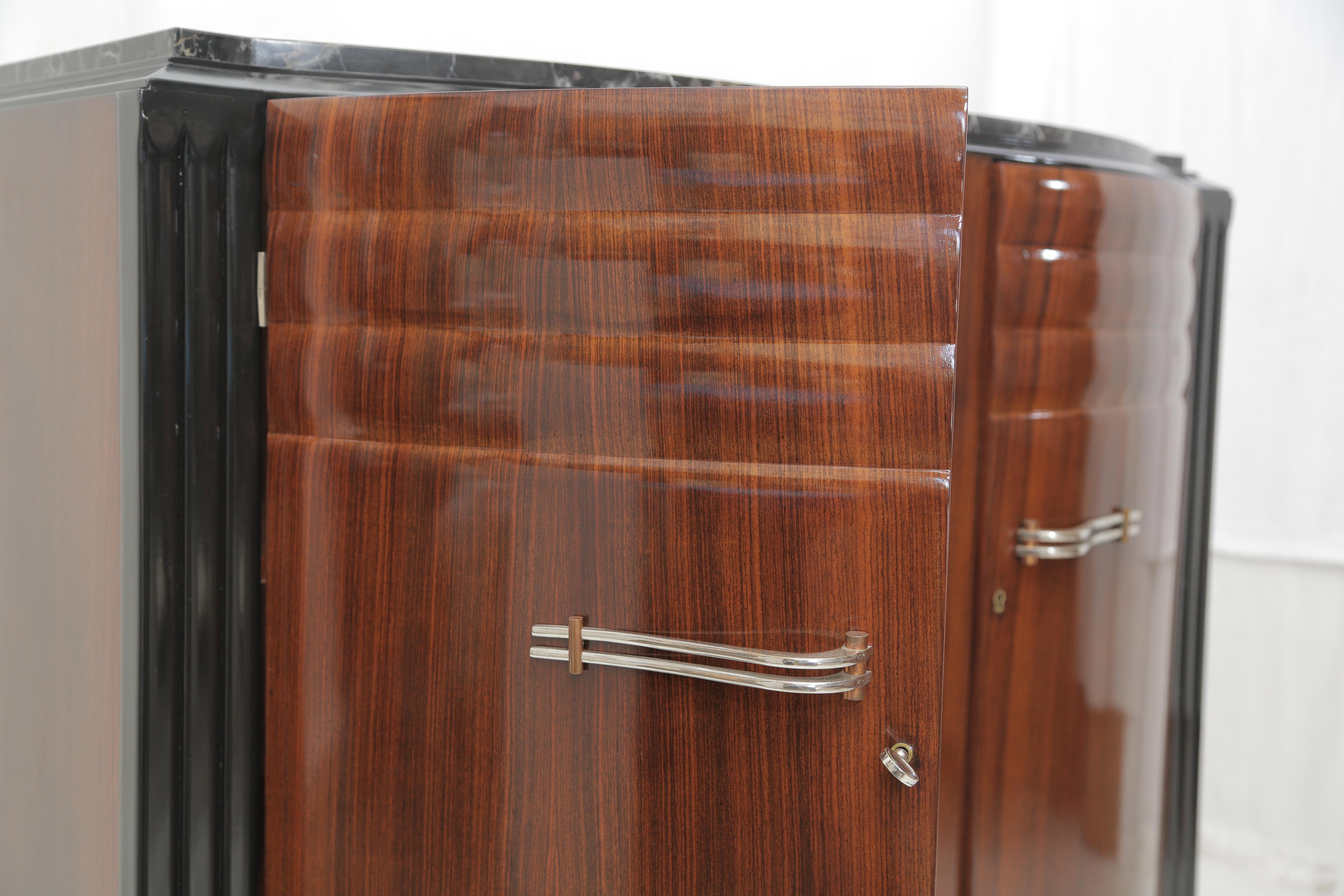 French Art Deco Mahogany with Black & Gold Marble Top Small Cabinet, circa 1940 In Good Condition In Miami, FL