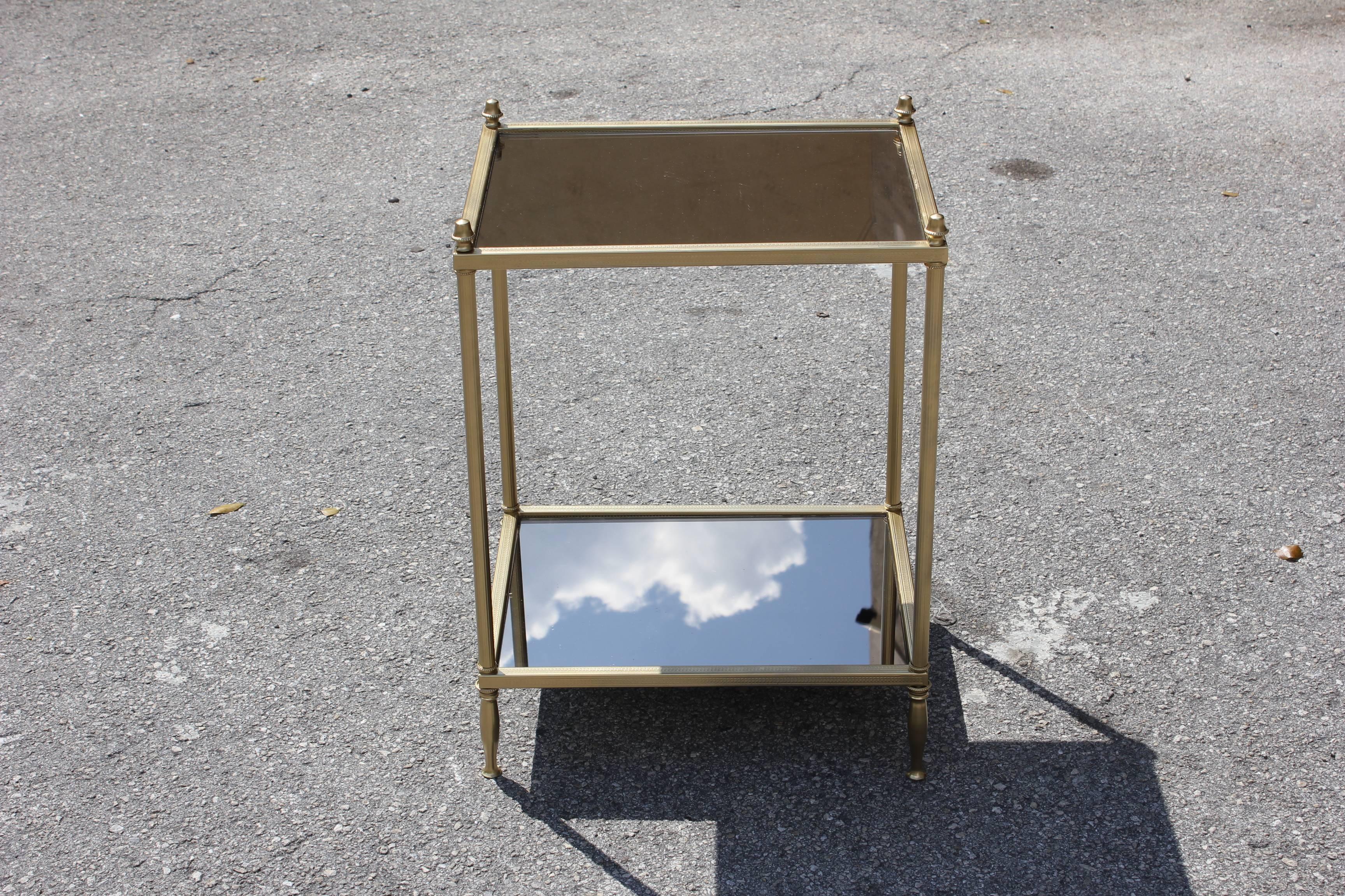 Brass Two-Tier Bronze Accent or Side Table, circa 1940s