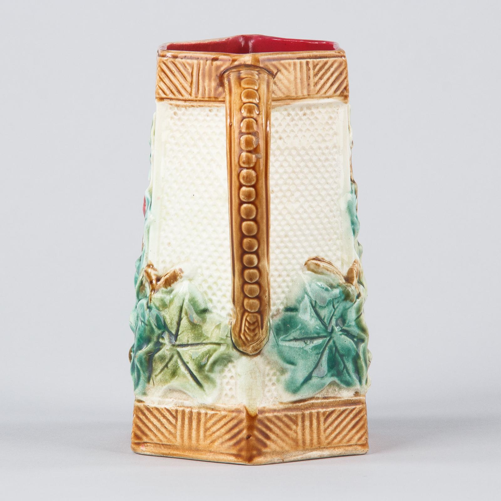 French Art Deco Majolica Ceramic Pitcher, 1930s 8