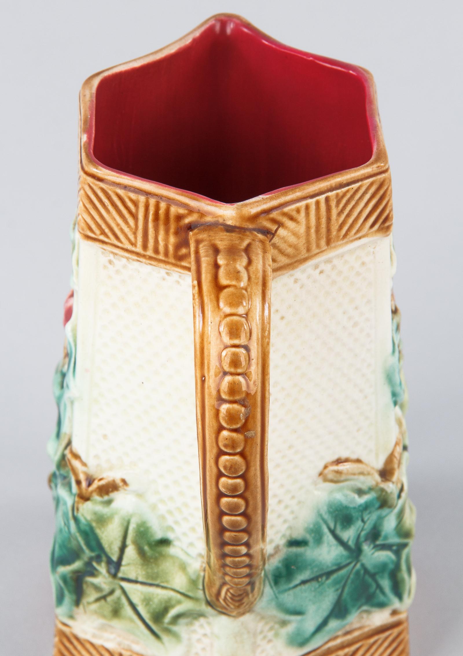 French Art Deco Majolica Ceramic Pitcher, 1930s 9