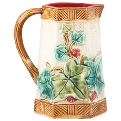 French Art Deco Majolica Ceramic Pitcher, 1930s