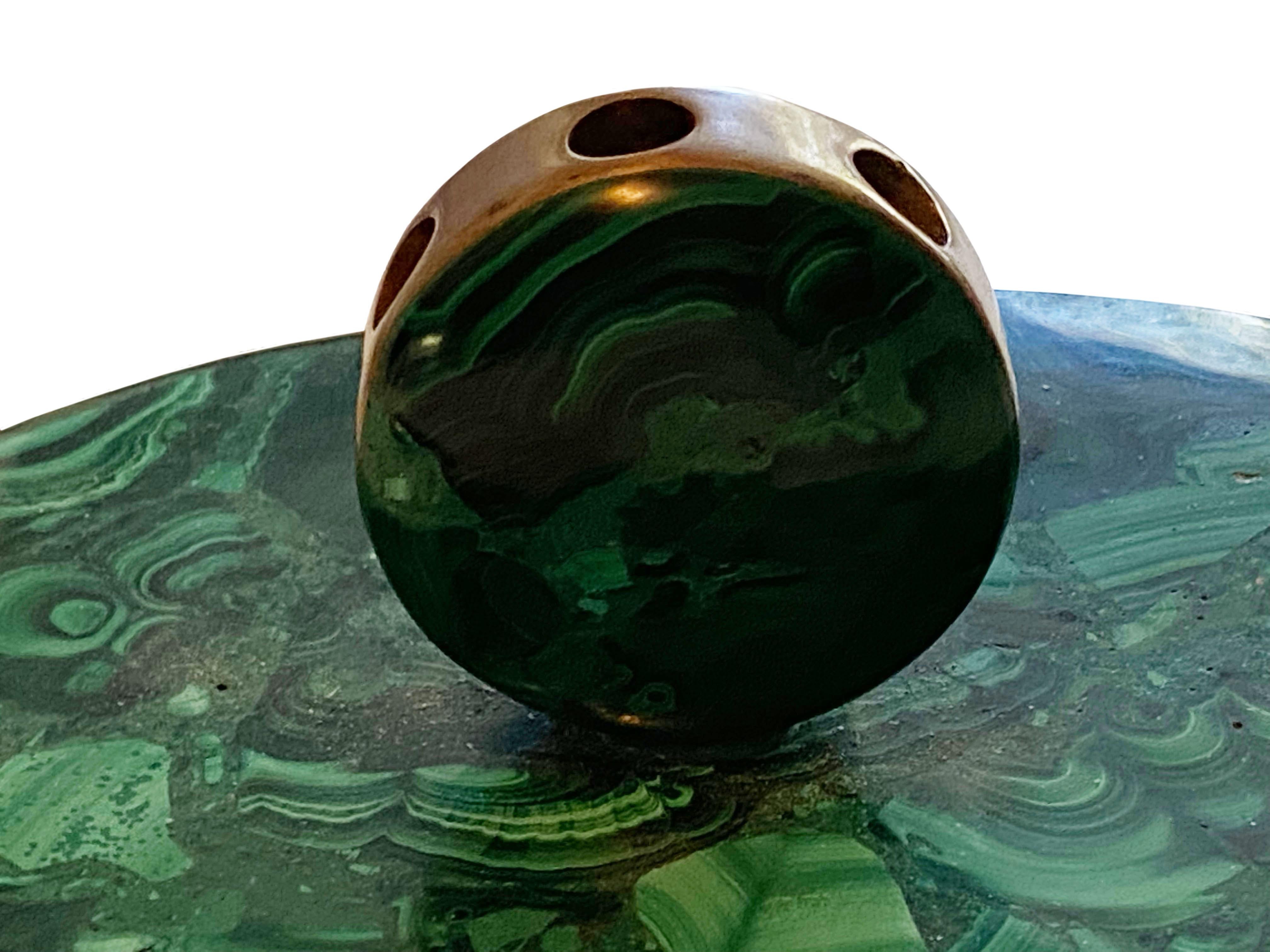French Art Deco Malachite Pen Holder In Good Condition For Sale In Clearwater, FL