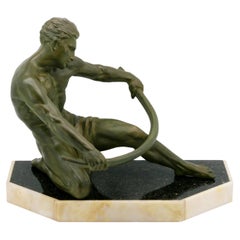 Französische Art-Déco-Mann-Skulptur, um 1925